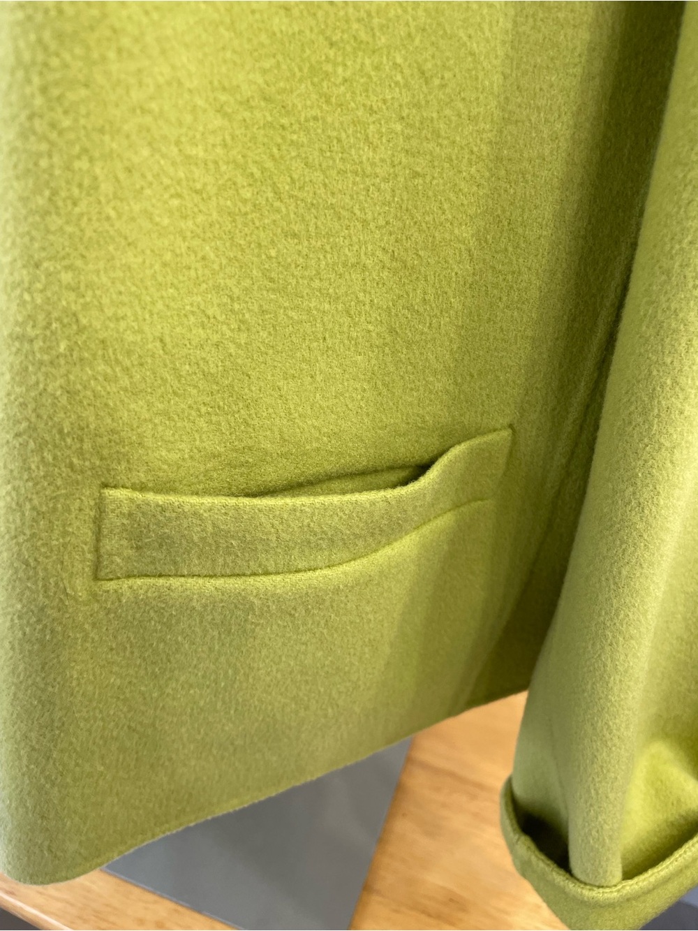 Talbots Vintage 100% Wool Chartreuse Green Open-Front Coat Jacket Size 16 - Picture 5 of 10